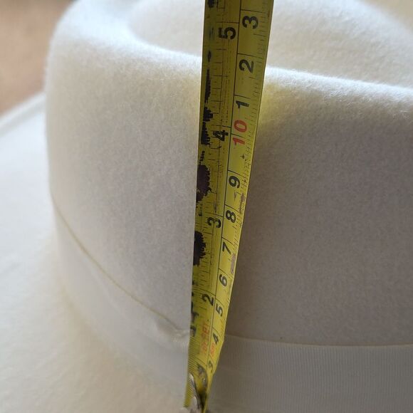 Cream Wide-brimmed Felt Fedora Hat with Feather and Floral Embellishment Bridal